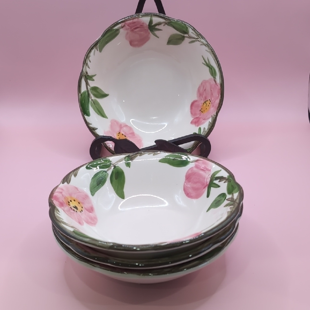 Vintage (4) Four Franciscan Desert Rose Earthenware Dessert / Cereal Bowls 6"